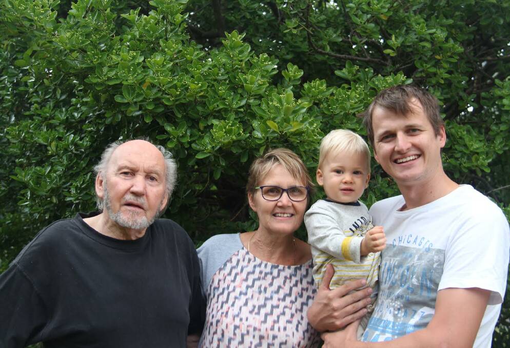 A FAMILY AFFAIR: Four generations of family George Keller, Helga, Reuben and Peter Bourke met last week. Reuben and his great-grandfather met for the first time.