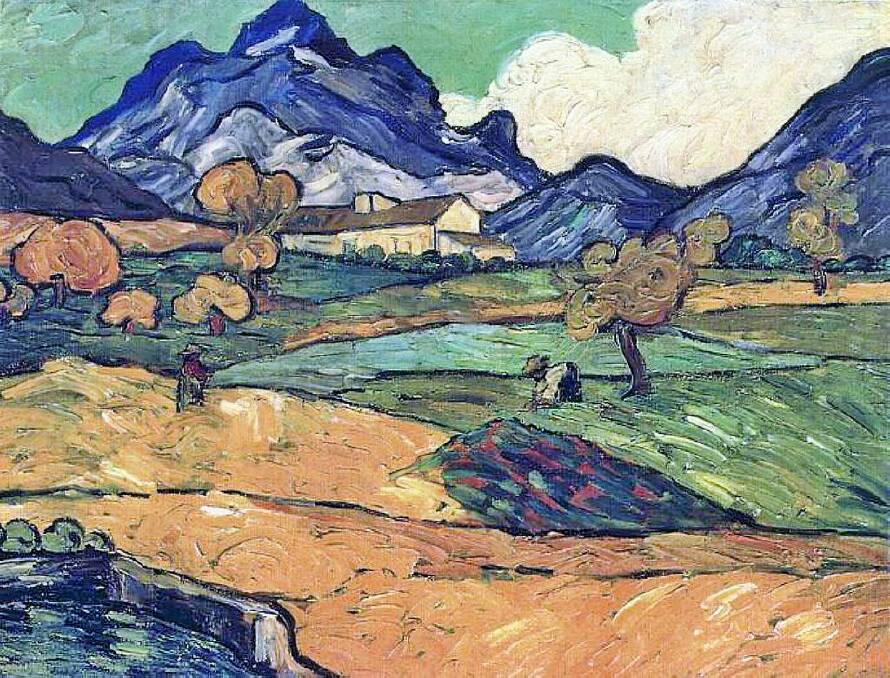 MYSTERY ARTWORK: Mountain landscape seen across the walls 1889, by Vincent van Gogh. This is the painting that may have been housed in the Old Teachers' College.