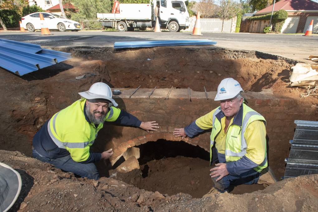 HISTORY UNEARTHED: Tamworth Regional Council project manager Adrian Cameron and Richard Herden. Photo: Peter Hardin 270520PHA026