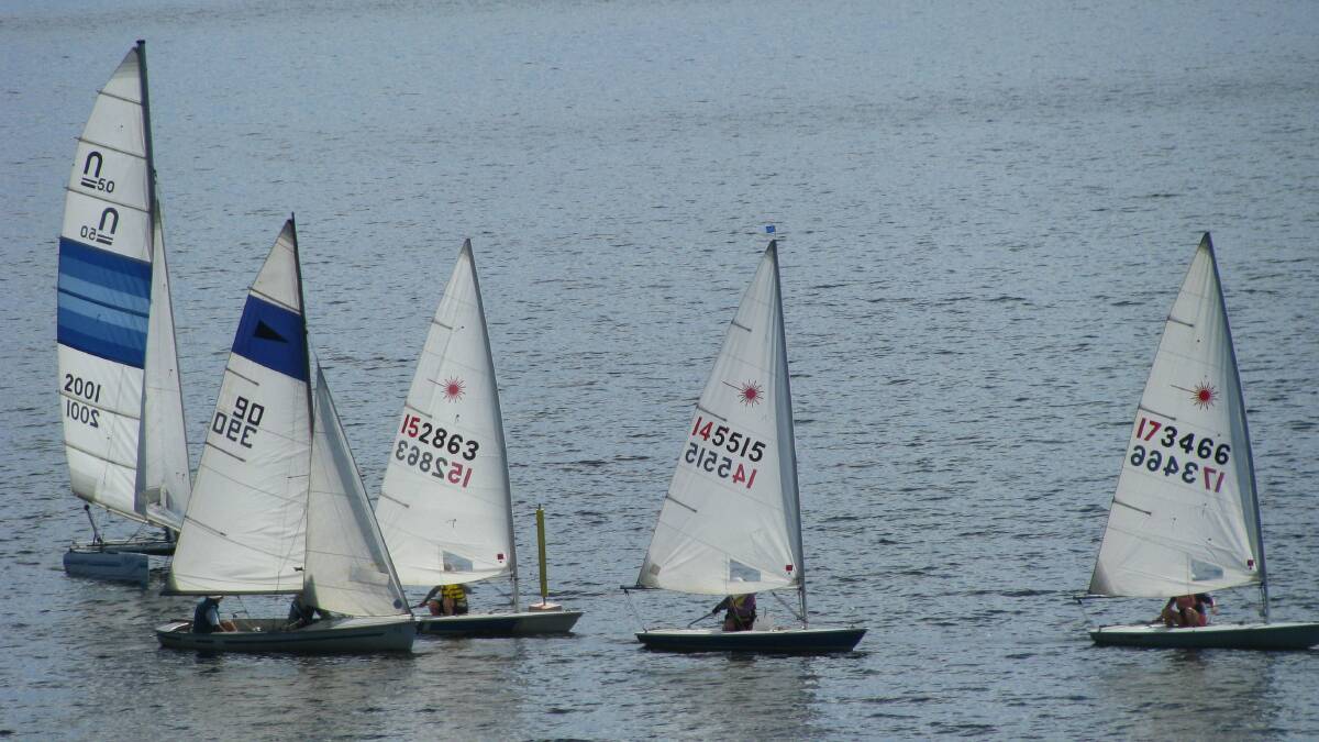 On the water: The field enjoyed lovely sailing conditions at Lake Keepit on Sunday as the venue played host to the Thunderbolt Trophy. 