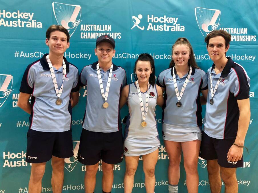 Silver lining: It was silver all-round for our northern under-15s contingent (L-R) Nick O'Connor, Tyler McCann, Amber Witney, Chelsea Thornton and Rohan Lawrence at the Australian Indoor Hockey Festival.