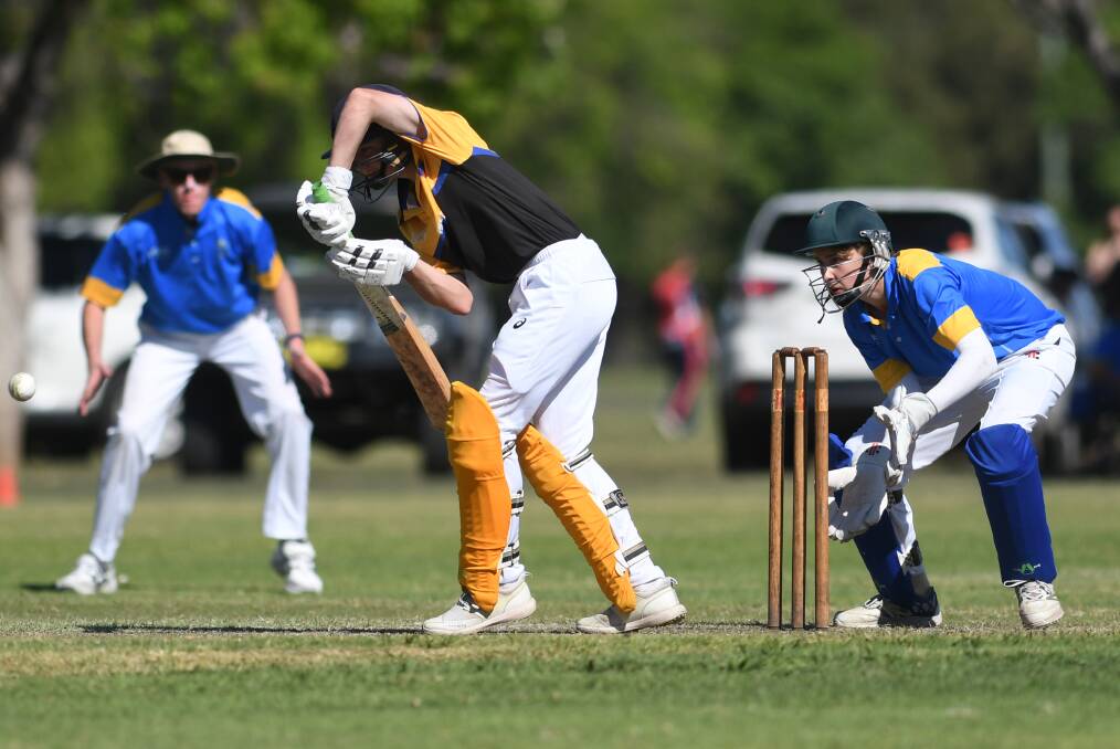 Good knock: Tamworth's Callum Henry is strong in defence during his 63 for the Northern Inland Gold under-16s. Photo: Gareth Gardner 