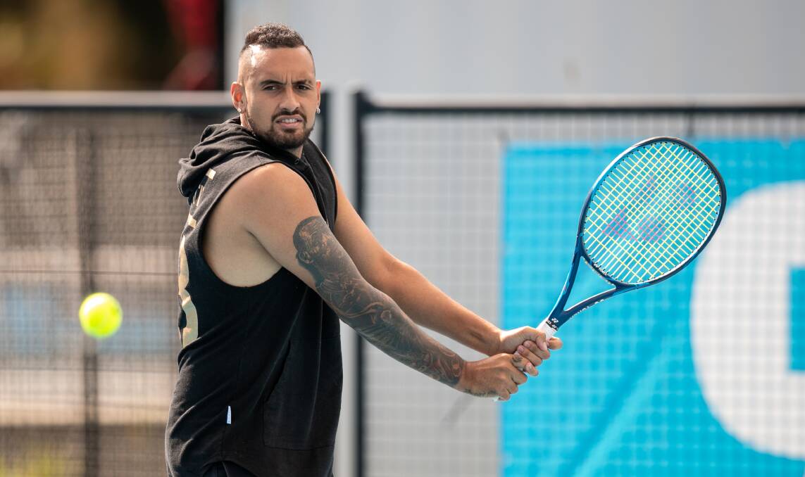 Nick Kyrgios has been training in Canberra, saying his time at home has made him the happiest he's been since starting his tennis career. Pictures: Keegan Carroll