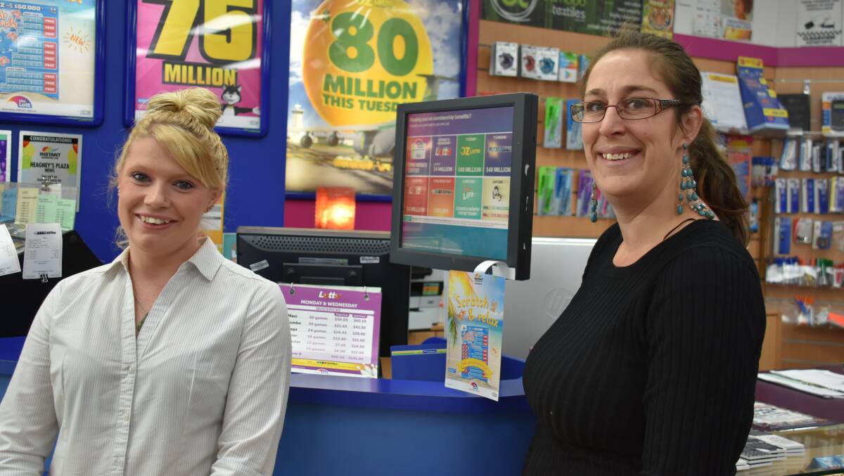 Tiffany Snowden and Jess Fischer at JJ's Newsagency, where the winning ticket was purchased. Picture: Jann Karp