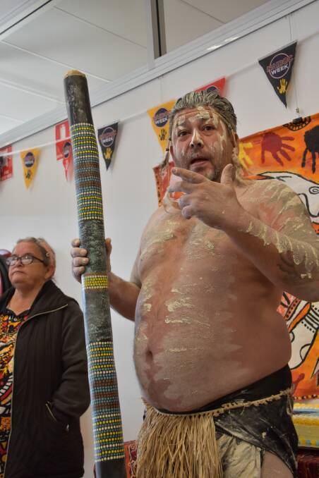 CEREMONY: Kristian Sternbeck gave a big performance with the Didjeridoo at the opening of Uralla's NAIDOC Week ceremony.