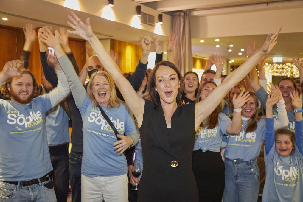 MP: Dr Sophie Scamps celebrates on election night.