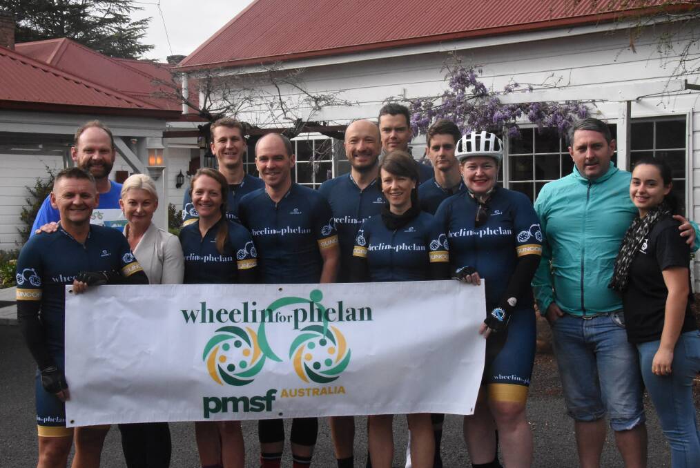 WHEELIN FOR PHELAN: Olie Elsworth and his team mates are riding from Sydney to Brisbane to raise funds for a rare genetic disorder. Photo: Nicholas Fuller
