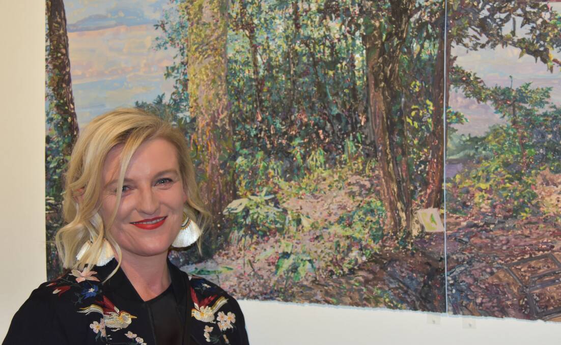 ARTIST: Leah Bullen with one of the works in her "Biophilia" show. Photo: Nicholas Fuller