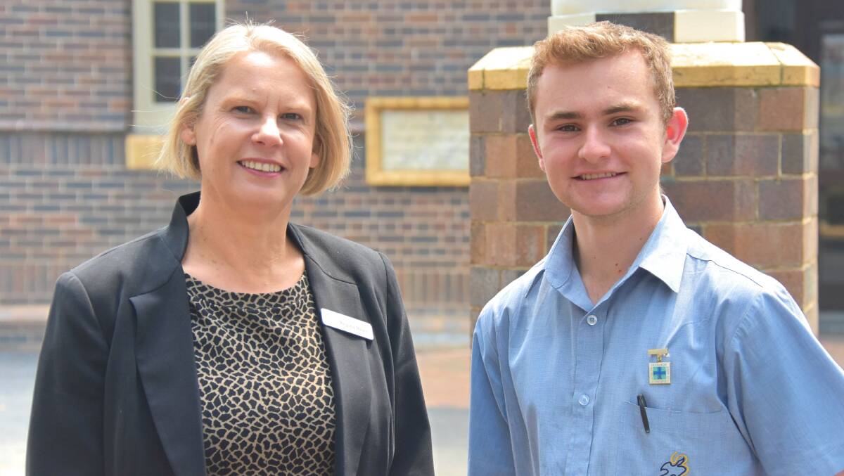 O'Connor Catholic College principal Regina Menz and Sam Bible. Picture by Nicholas Fuller