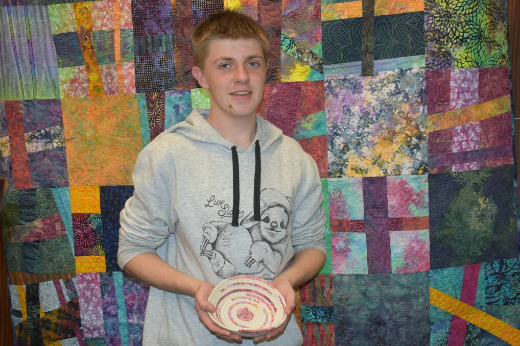 YOUNG ARTIST: Quilter Jackson Cook will teach students how to make craft goods, such as this rope bowl. Photo: Nicholas Fuller