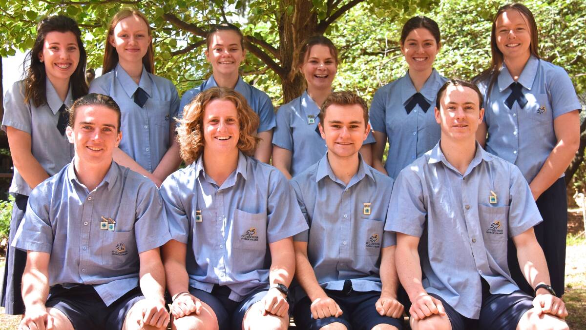 "A FANTASTIC GROUP OF STUDENTS": Seated (l to r): Kieran Wicks (faith & service captain), Liam Smith (college captain), Sam Bible (college vice-captain), Nathan Czinner (sports captain)
Standing (l to r): Madeleine Holmes (arts captain), Ruth Toakley (faith & service captain), Georgia MacMahon (arts captain), Ellen Hawthorne (college captain), Emily Meehan (college vice-captain), Tori Brazier (sports captain). Photo: Nicholas Fuller