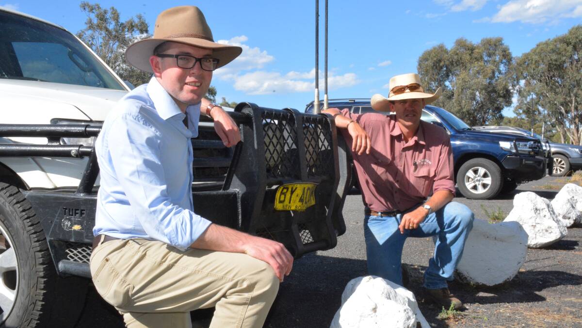 NO BULL: Northern Tablelands MP Adam Marshall with Inverells Tom Oakes and his five-post bull bar, which has been made legal for good across NSW.