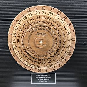 A Mexican Army cipher wheel, with five rotatable discs. Photo supplied.