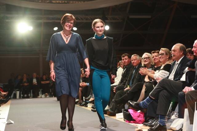 Tracy Wright with her daughter Alex, modelling the garment. Photo: Supplied