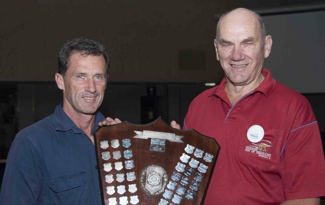  PROJECT DIGNITY: Rotary Club of Armidale Central president Brett Campbell and international director Alan Francis receiving their award, in 2017. Photo: Madeline Link
