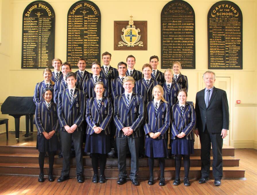 SCHOOL LEADERS: TAS prefects for 2018-19 with headmaster Murray Guest. Senior prefects Dahlia Glennie (Narrabri) and Joshua Jones (Curlewis) are in the front row centre.