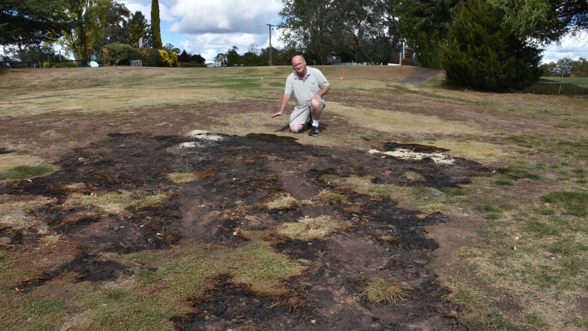 Great balls of fire!: Waiting to see if Guyra's golf peat fire burns out