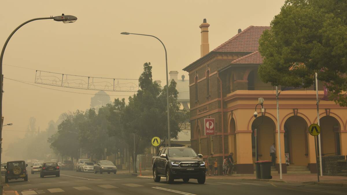 Smoke fills the streets of Armidale