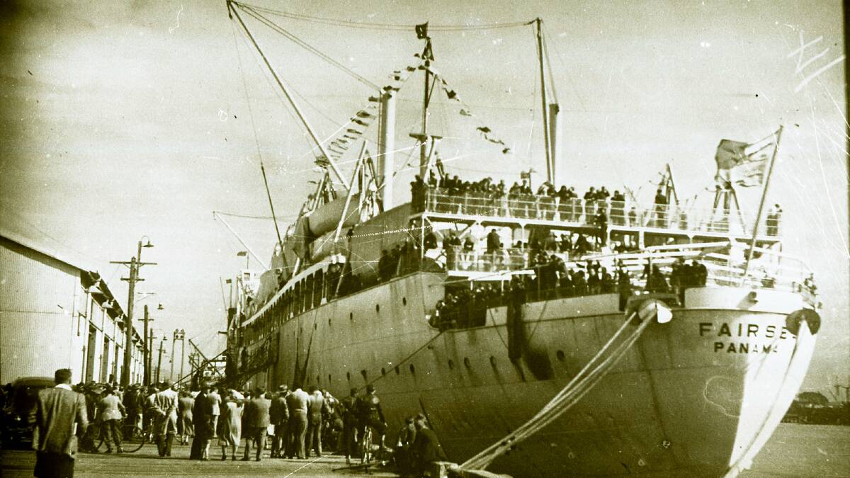 ARRIVAL: The Fairsea docked at Newcastle Harbour on August 19, 1949. Picture: University of Newcastle's cultural collections. 