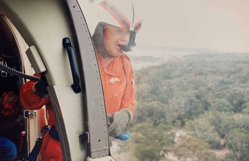EARLY DAYS: Barry Walton as a crewman observing from the rescue helicopter. 