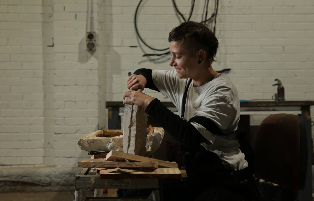 Fiona Lee at work in her studio at The Creator Incubator. Picture: Simone De Peak