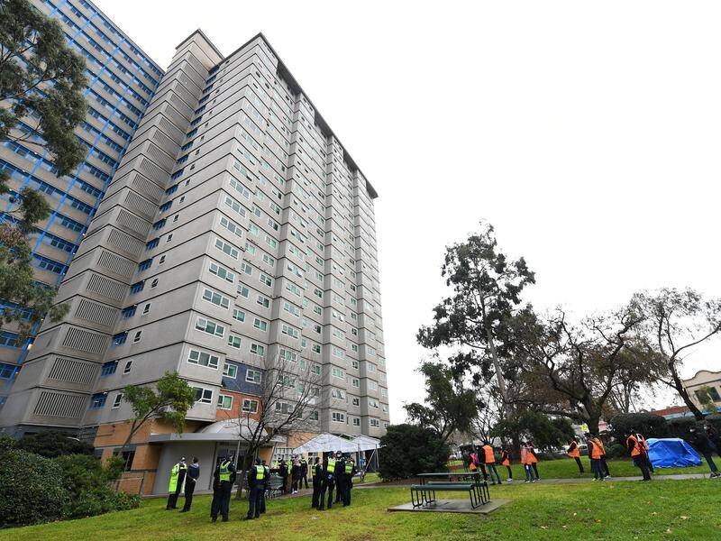 A temporary hospital has been set up for residents of locked down Melbourne public housing towers.