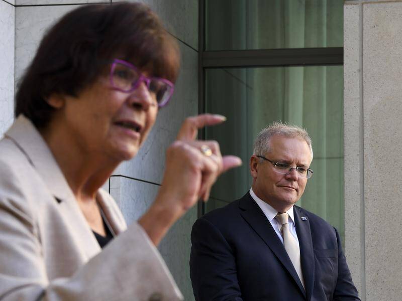 Scott Morrison and Pat Turner, advisor on design of the Indigenous voice to government last July.