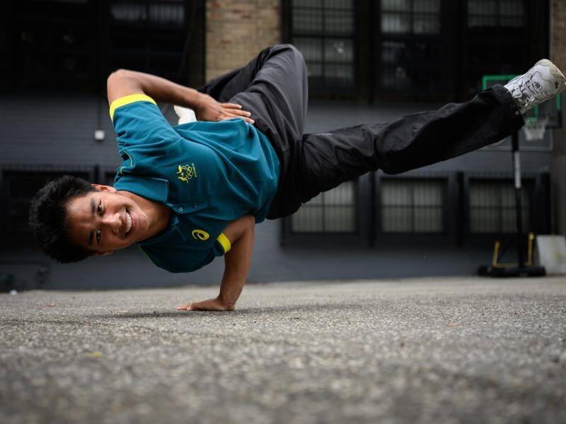Breakdancer Jeff Dunne, aka "J-Attack", will be one of Australia's youngest Paris Olympians. (Dan Himbrechts/AAP PHOTOS)
