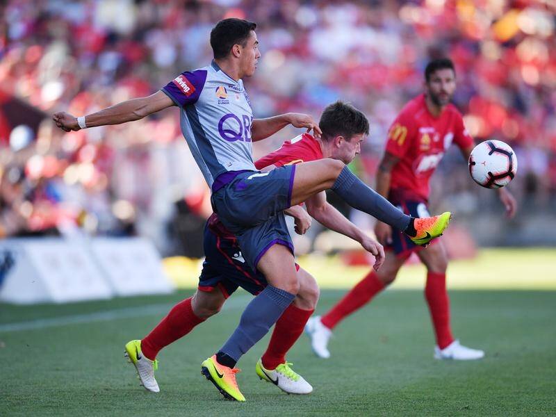 Two late goals have given Perth a 2-0 A-League win over Adelaide United at Coopers Stadium