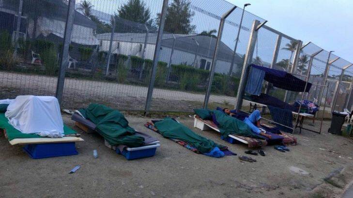 Rough sleeping conditions inside the Manus Island regional processing centre, which 600 refugees and asylum seekers refuse to leave.