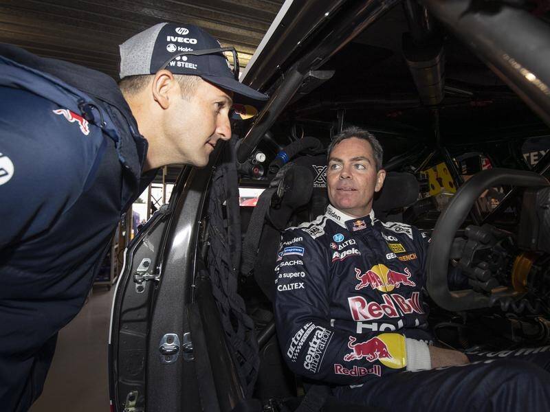 Re-signed Supercars enduro co-driver Craig Lowndes (R) has his eye on Peter Brock's Bathurst record.