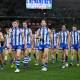 North Melbourne players attended Alastair Clarkson's first media conference as Kangaroos coach. (Morgan Hancock/AAP PHOTOS)
