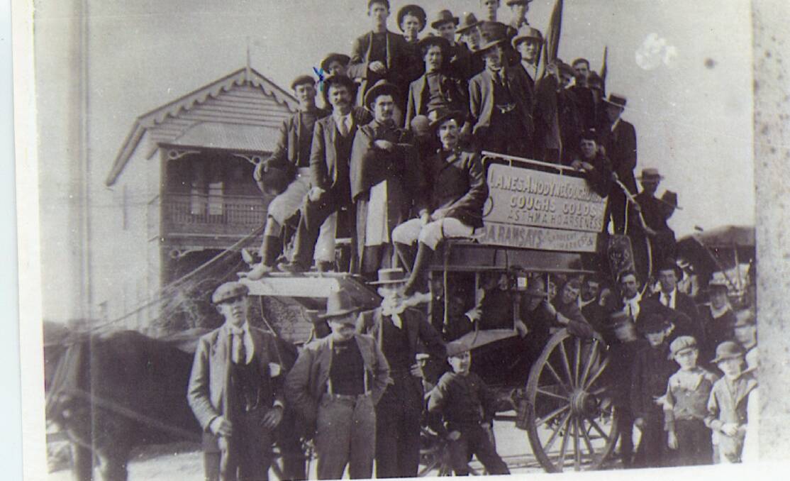 Port Macquarie citizens pose on the Port Macquarie Mail Coach in the early 1900s. Photo: Port Macquarie Historical Society