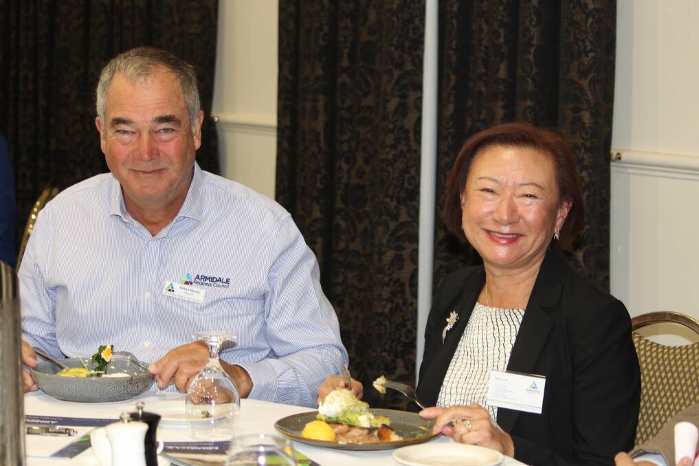 CHANGE NEEDED? Armidale Regional Council Mayor Simon Murray and council CEO Susan Law at a recent council business breakfast.