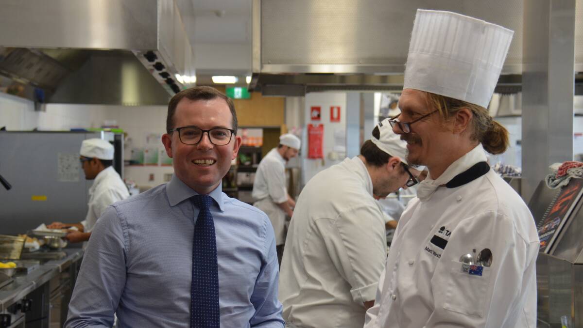 HOSPITALITY: Member for Northern Tablelands Adam Marshall with TAFE chef Matt Westhorpe at the recent launch of M Cafe for course students.