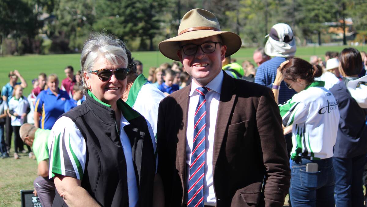 LAUNCH; Armidale master archer Teena Hooper with Member for Northern Tablelands Adam Marshall at the opening of the National Youth Archery Championships.