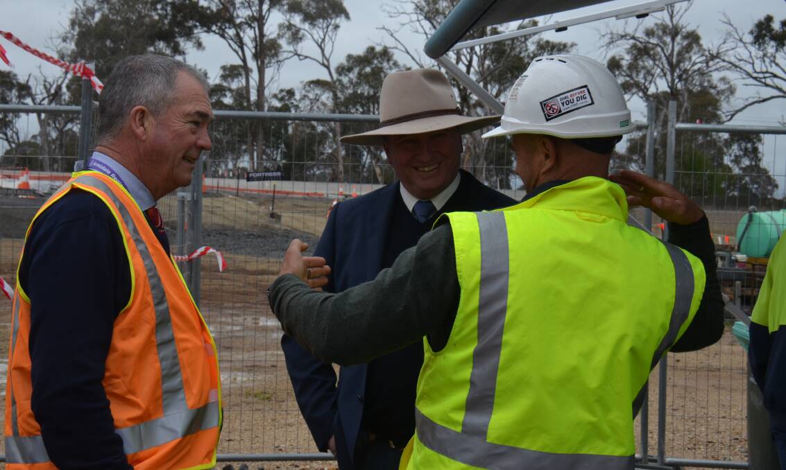 Armidale Mayor Simon Murray and Member for New England Barnaby Joyce spoke with  council staff on-site on Monday afternoon.