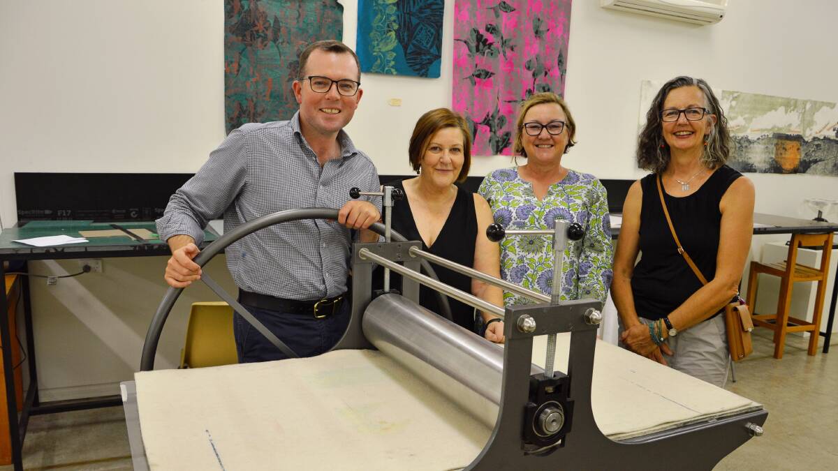 IMPROVEMENT: Member for Northern Tablelands Adam Marshall with Black Gully Printmakers committee members Jennifer Miller, Lizzie Horne and Julie Harris.  