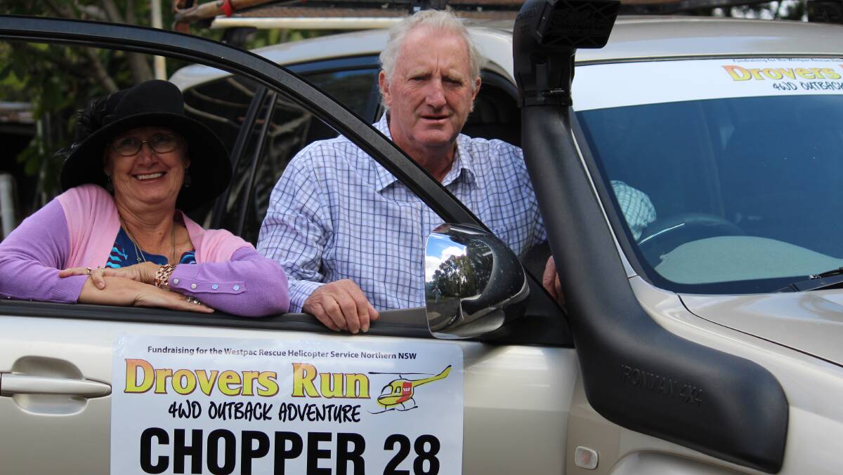 ADVENTURE: Val and Gordon Bell were preparing to set off on this year's Drover's Run, a fundraising event held for the Westpac Helicopter.