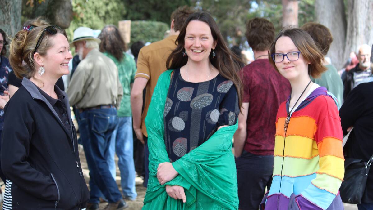 CONCERNED: Emmaline Gallagher with Vanessa and Audrey Bible at Friday morning's rally.