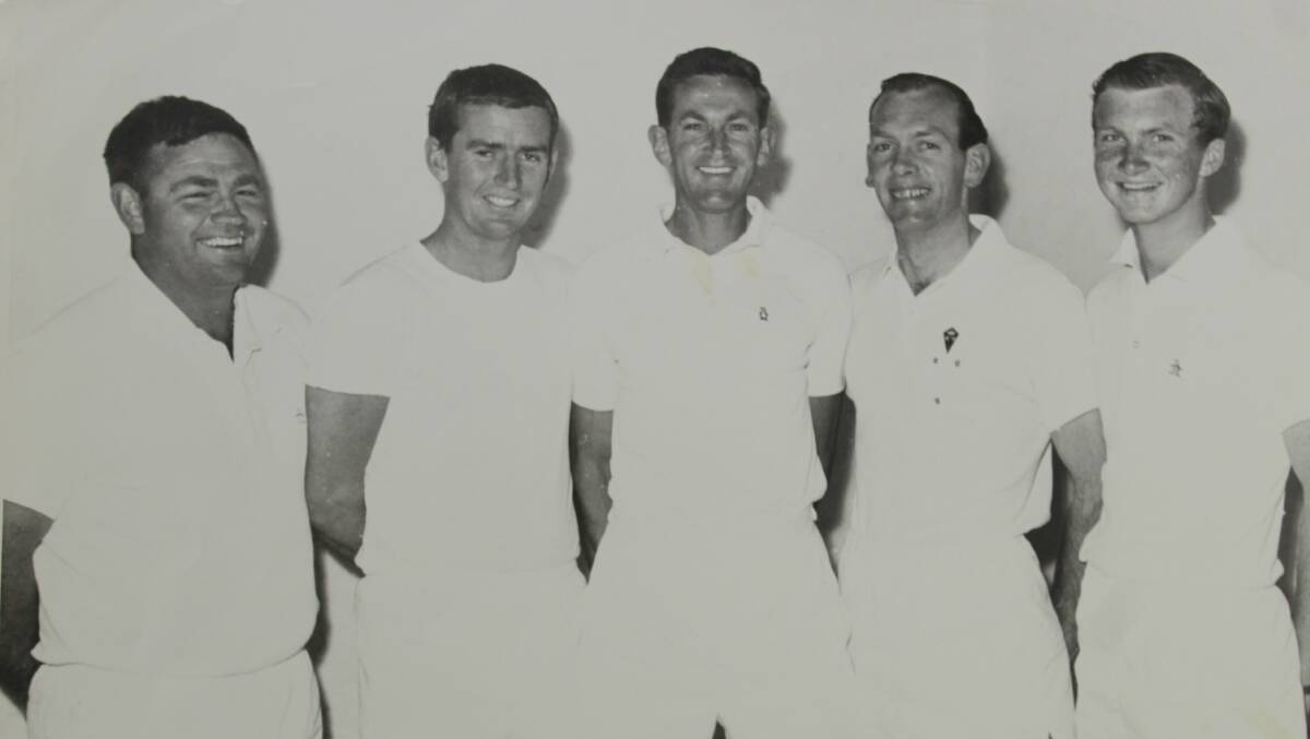 1968: Graeme Mozeley, (the late) Bob Muir, Max Schaefer, Peter McCann and Ron Chappell were some of the Armidale Squash Club's top players.