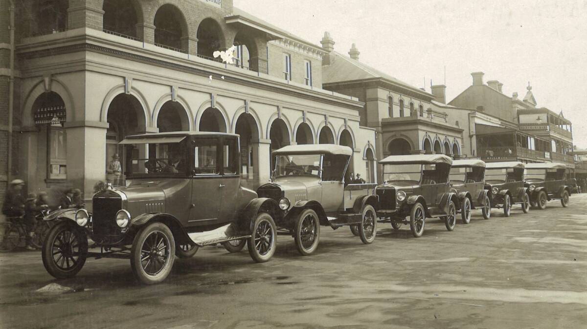 BACK IN 1926: New cars lined up in Beardy Street, outside the Post Office, for HJ Courts Showrooms.