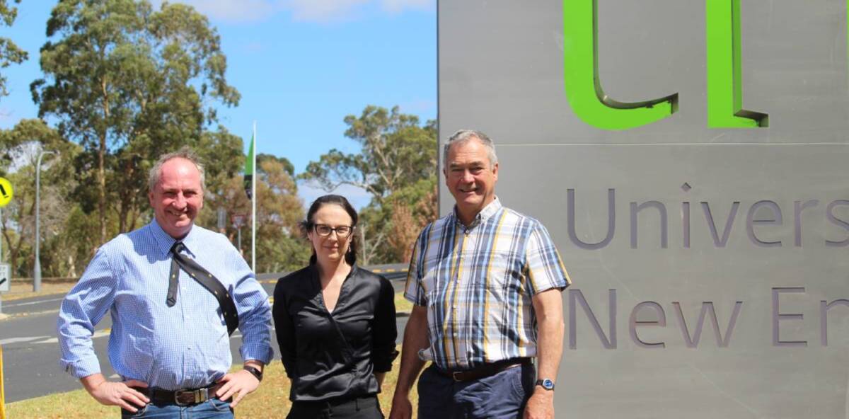 FUNDING: Member for New England Barnaby Joyce with Leah Cook and Mayor Simon Murray from Armidale Regional Council announce the funding during March.