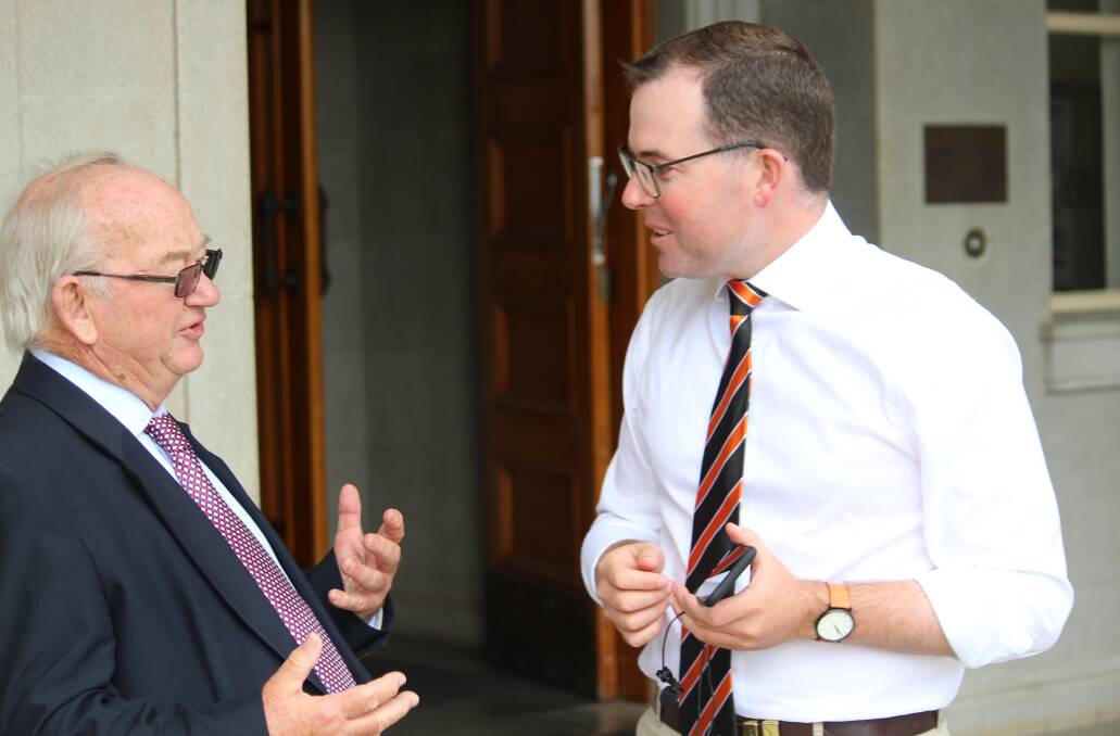 FRIENDS: Friends of the Old Teachers' College president Graham Wilson speaks with Member for Northern Tablelands Adam Marshall.