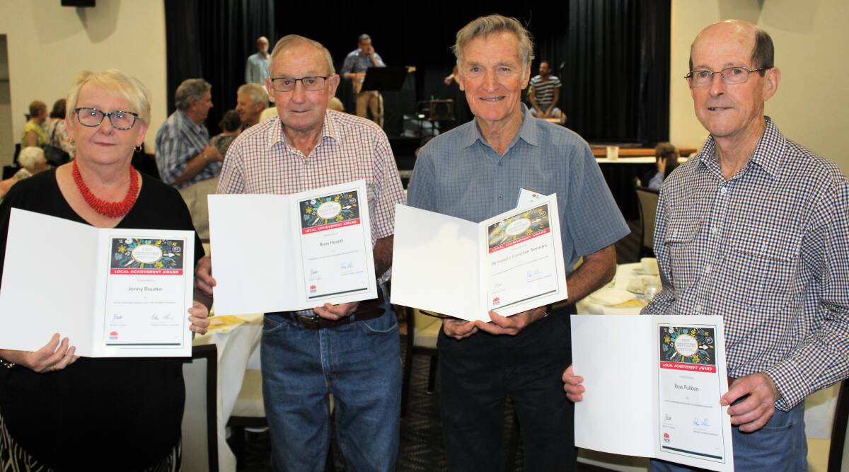 AWARDS: Jenny Bourke, Ross Hewitt, Syd White (for Armidale Care For Seniors) and Ross Fulloon were some of those presented with awards on the morning.