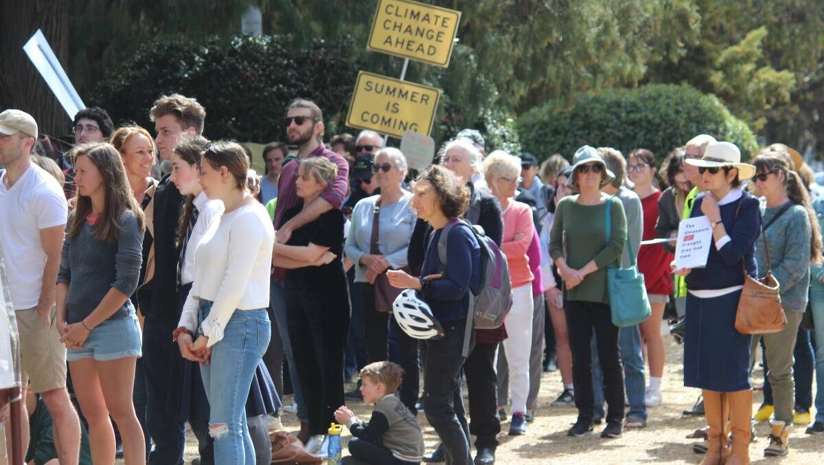 A section of the crowd attending the climate rally in Armidale.