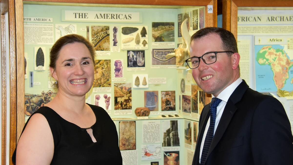 CONFERENCE TOURISM: Lecturer of Classics and Ancient History Bronwyn Hopwood with the Member for Northern Tablelands Adam Marshall who announced funding in the UNE Museum on Monday morning.