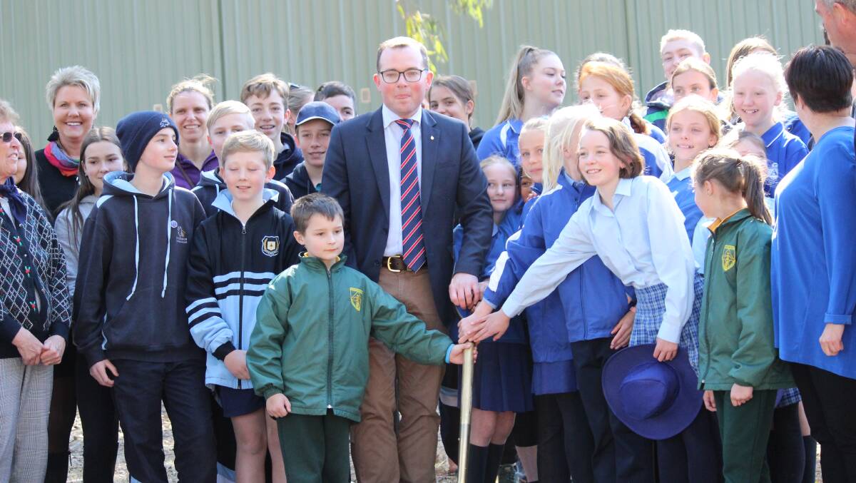 GYMNASTS: Kids of mixed ages were present at Wednesday morning's sod turning by Member for Northern Tablelands Adam Marshall.