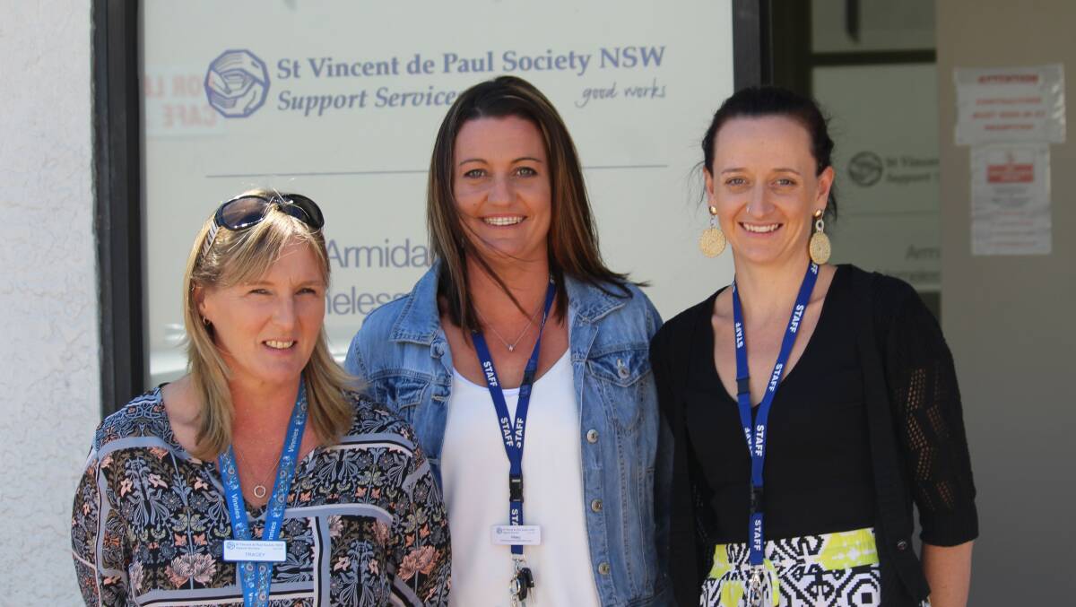 SUPPORT SERVICES MEMBERS: Team leader Armidale Men's Homeless Service Tracey Smolders, Care Program coordinator Hilary Schultz and Acting regional clinical director New Engalnd Outreach Elodie Druitt.