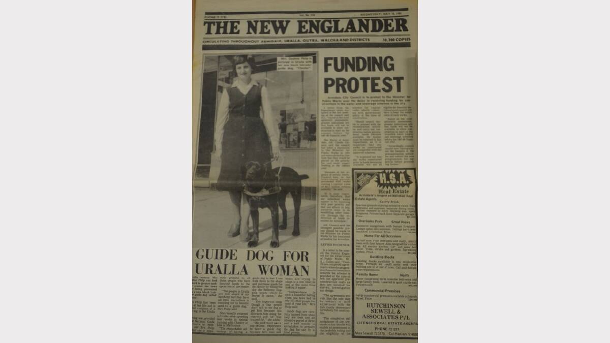 Front page of The New Englander from Wednesday, May 18, 1983.
The "Funding Protest" was about Armidale City Council protesting to the Minister of Public Works over the delay in receiving funding for constructions to the water and sewerage schemes in the city. 